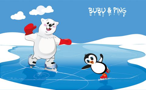 Bubu & Ping beim Eislaufen